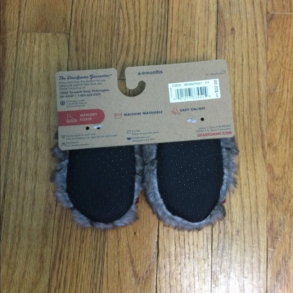 Baby Bear Slippers 6 - 9 Mo Dearfoams Holiday NWT